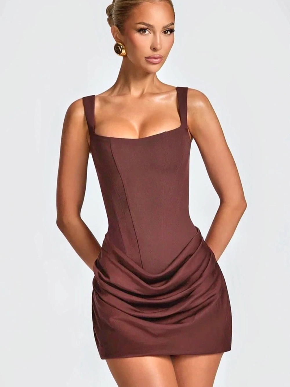 BABYBOO CORNELIA MINI DRESS - PLUM BROWN